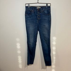 Madewell Jeans Women's Size 26 Blue Denim 10" High Rise Skinny Crop Button Fly